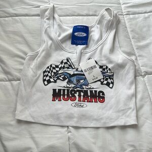 White Mustang Graphic Tank Top